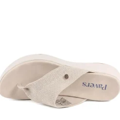 Cushioned Wedge Heel Toe Post Sandals - Beige