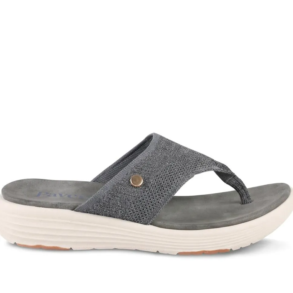 Cushioned Wedge Heel Toe Post Sandals - Grey