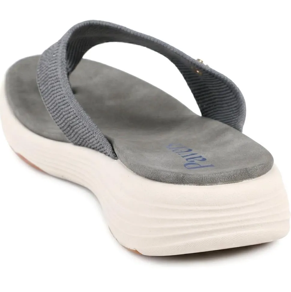 Cushioned Wedge Heel Toe Post Sandals - Grey