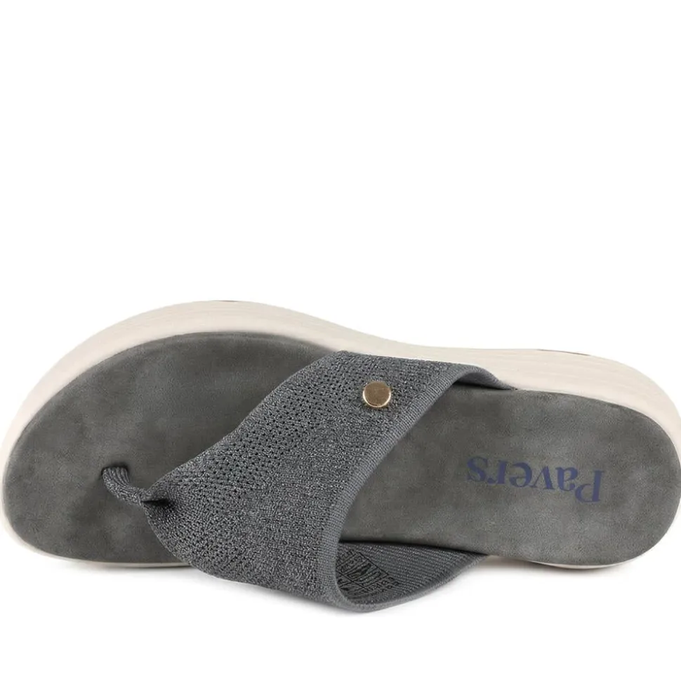 Cushioned Wedge Heel Toe Post Sandals - Grey