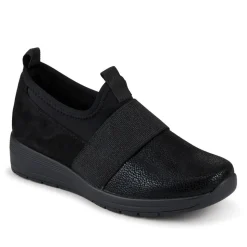 Cushioned Wedge Slip-On Shoes - Black