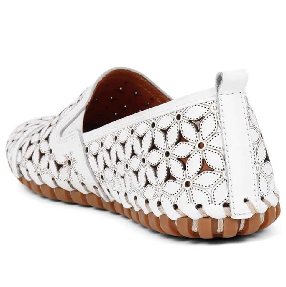 Cut-Out Leather Pumps - White