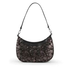 Daily Handbag With Detachable Straps - Black Floral