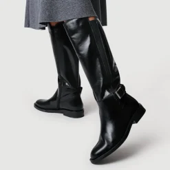 Danica Leather Long Boots - Black Leather