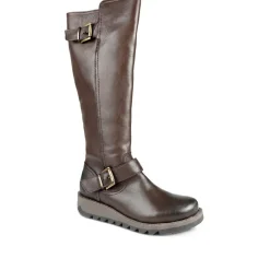 Darlene Leather Long Boots - Brown