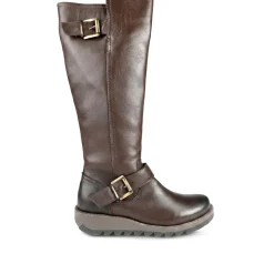 Darlene Leather Long Boots - Brown