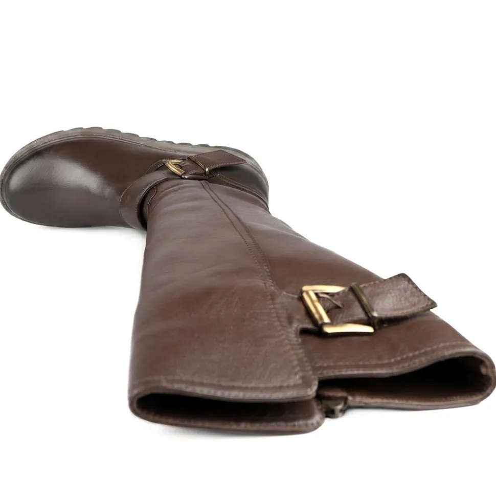 Darlene Leather Long Boots - Brown
