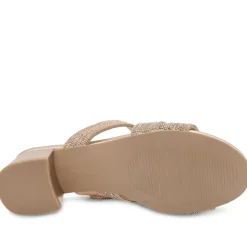 Diamante Block Heel Strappy Sandals - Rose Gold