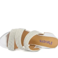 Diamante Block Heel Strappy Sandals - Silver