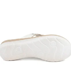 Diamante Cushioned Toe Post Sandals - White