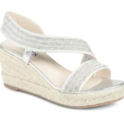 Diamante Elastic Fit Espadrilles - Silver
