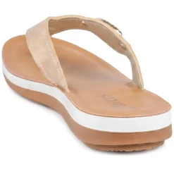 Diamante Trim Toe Post Mule Sand - Bronze