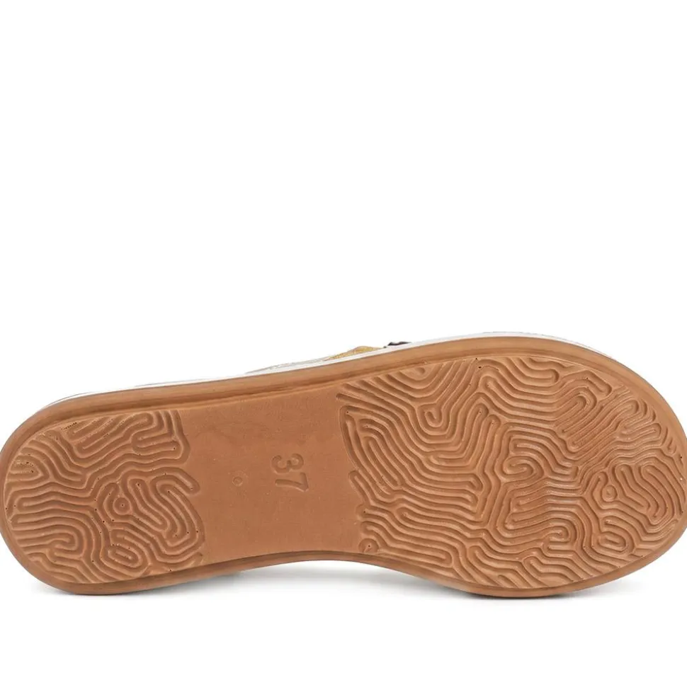 Diamante Trim Toe Post Mule Sand - Bronze