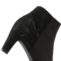 Diamente Kitten Heel Ankle Boots - Black