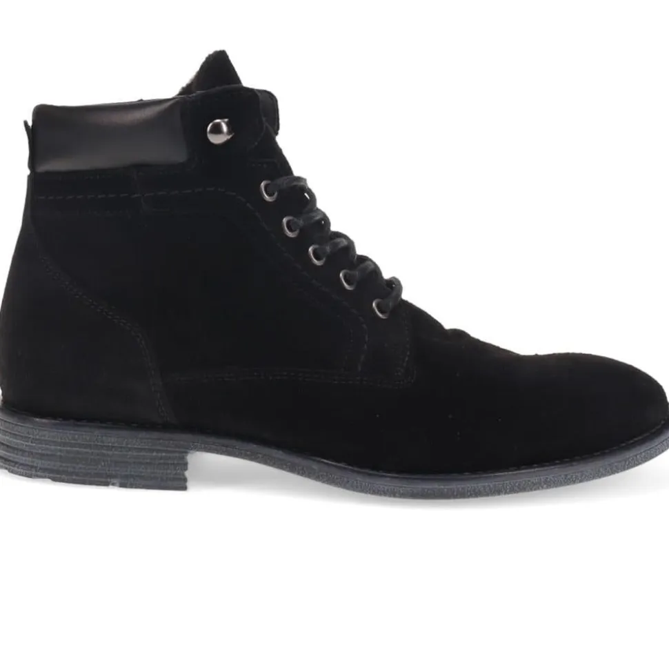Docklands Leather Lace-Up Boots - Black Suede
