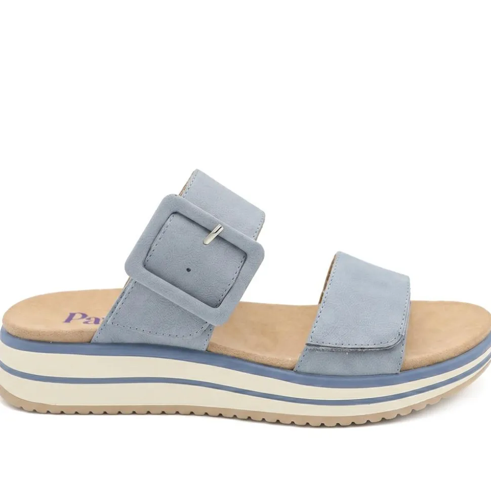 Dual Adjustable Comfort Wedge Sandals - Blue