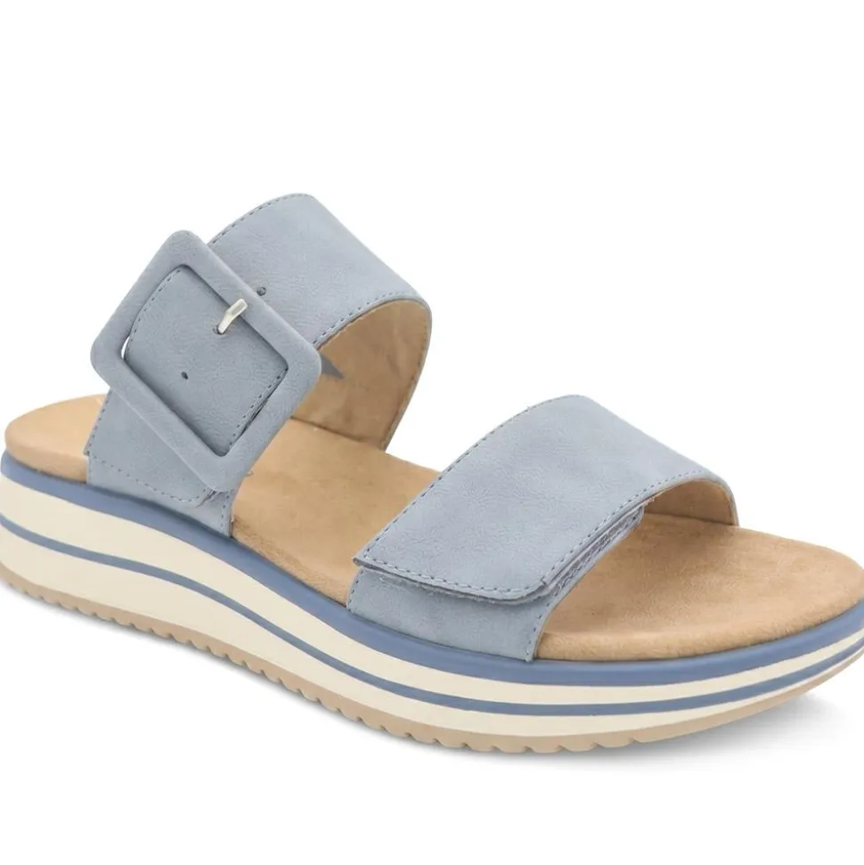 Dual Adjustable Comfort Wedge Sandals - Blue