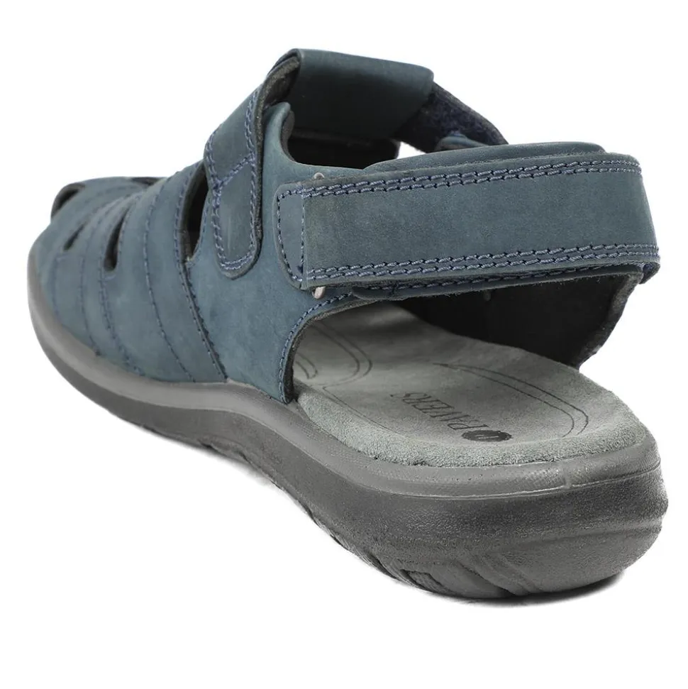Dual Adjustable Fasten Leather Sandals - Denim