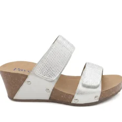 Dual Adjustable Fasten Wedge Sandals - Metallic