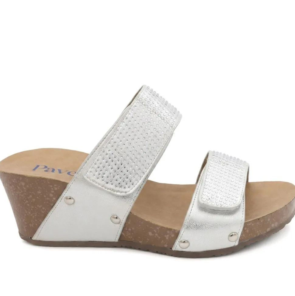Dual Adjustable Fasten Wedge Sandals - Metallic