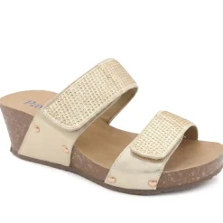 Dual Adjustable Fasten Wedge Sandals - Soft Gold