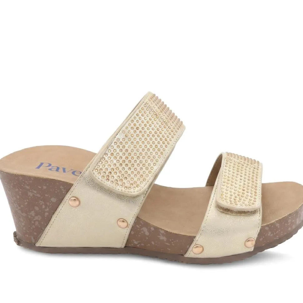 Dual Adjustable Fasten Wedge Sandals - Soft Gold