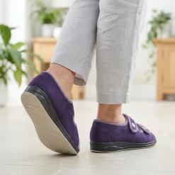 Dual Adjustable Fit Memory Foam Slippers - Purple