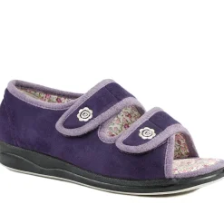 Dual Adjustable Fit Memory Foam Slippers - Purple