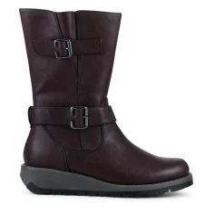 Dual Buckle Calf Length Boots - Purple