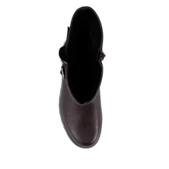 Dual Buckle Calf Length Boots - Purple
