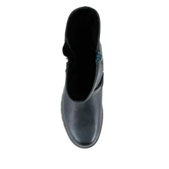 Dual Buckle Calf Length Boots - Teal