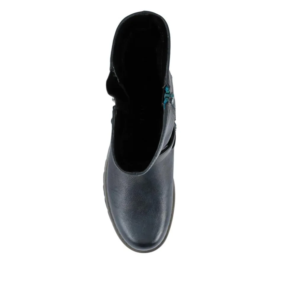 Dual Buckle Calf Length Boots - Teal