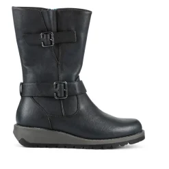 Dual Buckle Calf Length Boots - Teal