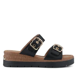 Dual-Buckled Mule Sandals - Black
