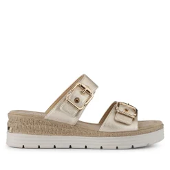 Dual-Buckled Mule Sandals - Gold