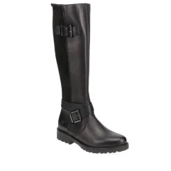 Dual-Buckle Long Boots - Black