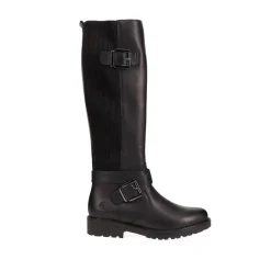 Dual-Buckle Long Boots - Black
