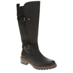 Dual-Buckle Long Boots - Black