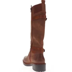 Dual-Buckle Long Boots - Brown