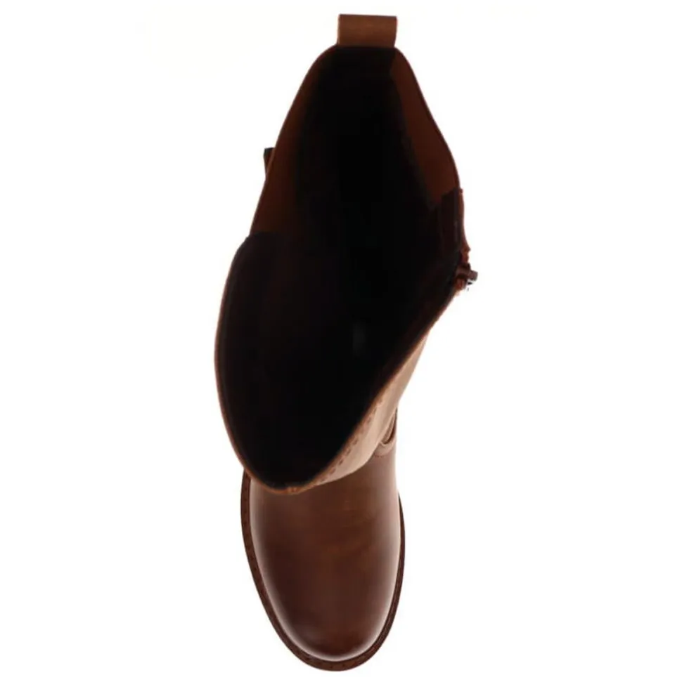 Dual-Buckle Long Boots - Brown