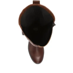 Dual-Buckle Long Boots - Brown
