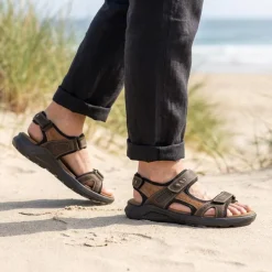 Dual Fasten Comfort Sandals - Brown