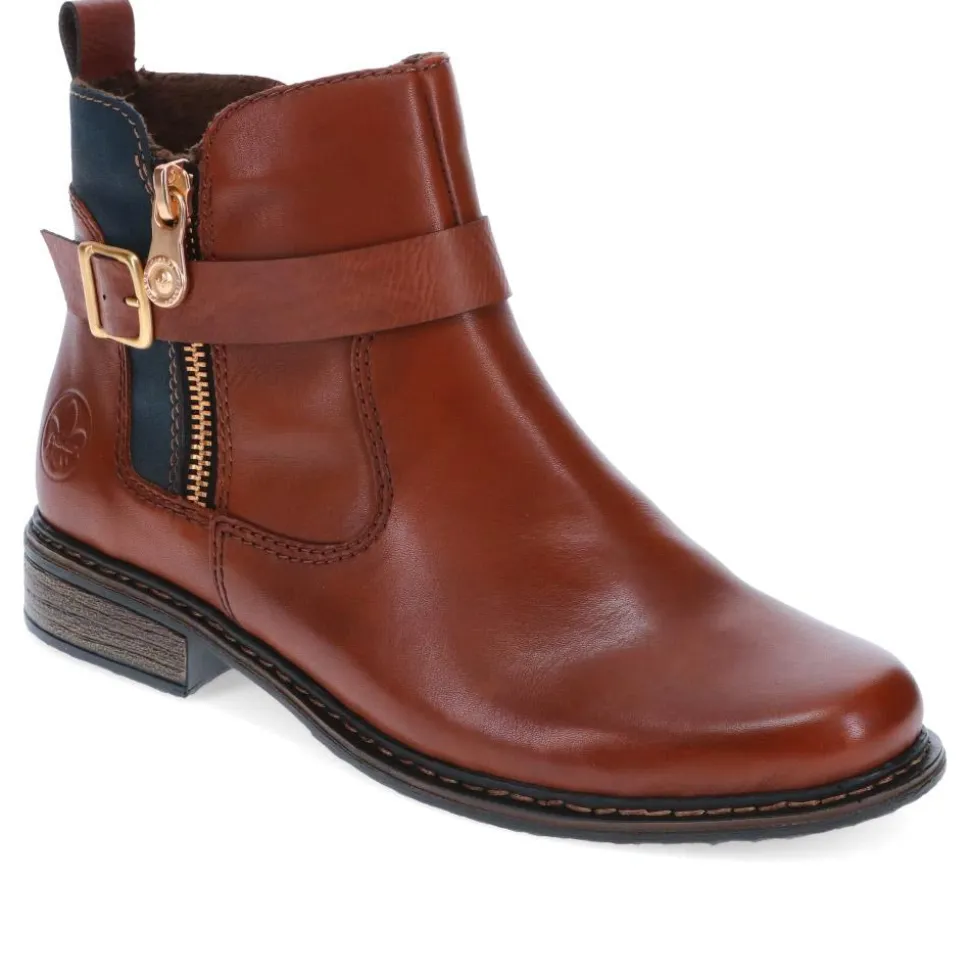Dual-Fastening Ankle Boots - Tan