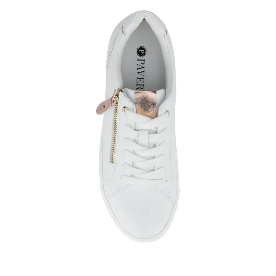 Dual-Fasten Platform Trainers - White