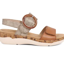 Dual-Fitting Two-Tone Sandals - Tan Multi