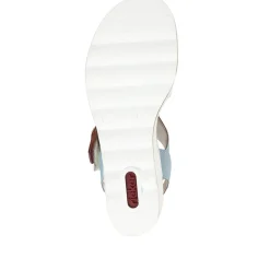 Dual-Fitting Wedge Sandals - White-Blue