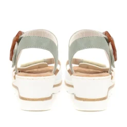 Dual-Fitting Wedge Sandals - White-Green