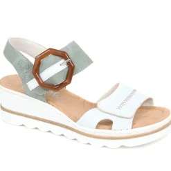Dual-Fitting Wedge Sandals - White-Green