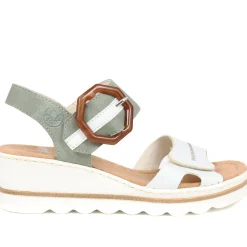 Dual-Fitting Wedge Sandals - White-Green