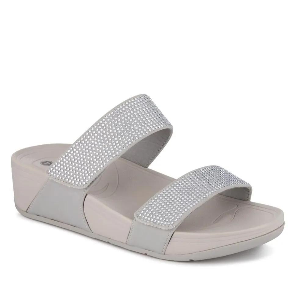 Dual-Strap Mules - Grey